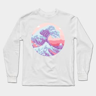 Great Wave Pixel Art Long Sleeve T-Shirt